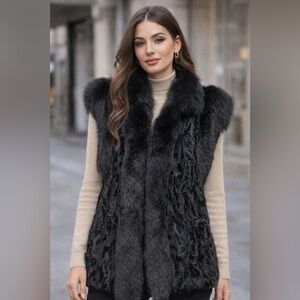 Vintage Custom-Made Fur Jacket with Detachable Leather Sleeves